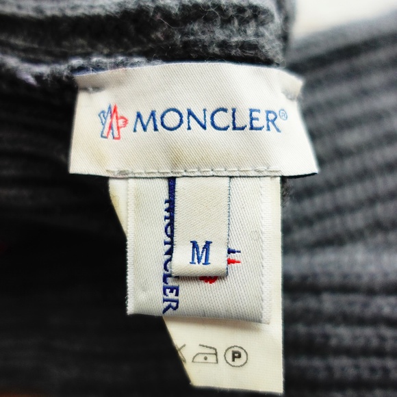 Moncler Wool Mittens Gloves Mens MEDIUM Grey Stripe Authentic Retro Vintage - Picture 4 of 9